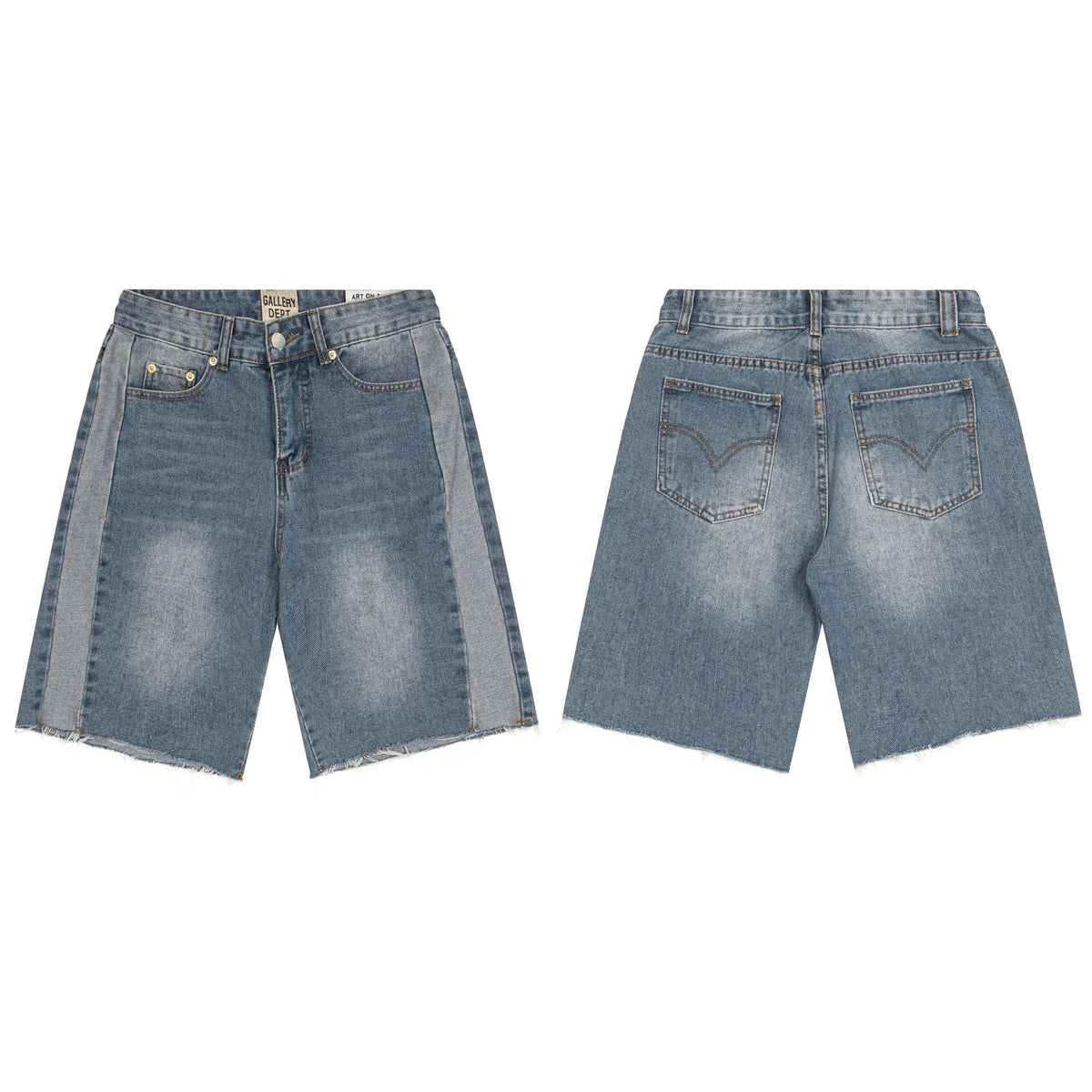 GALLERY DEPT PANELED DENIM JORT SHORTS LIGHT WASH