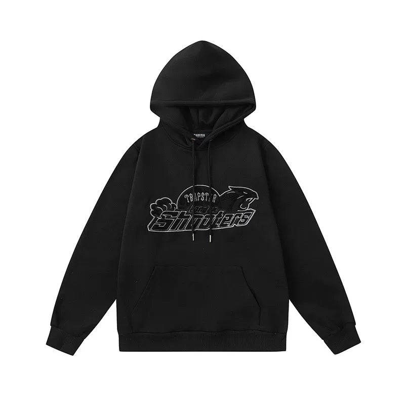 Trapstar autumn and winter casual sports suit hooded sweatshirt pants pullover simple letter drawstring top pants (43)