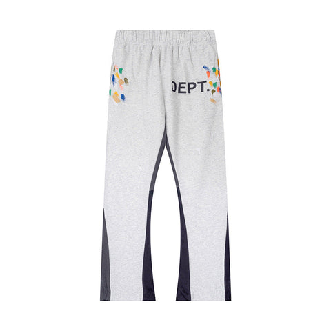 Gallery Dept Light Heather Grey Art Splash Paneled Flare Sweatpants