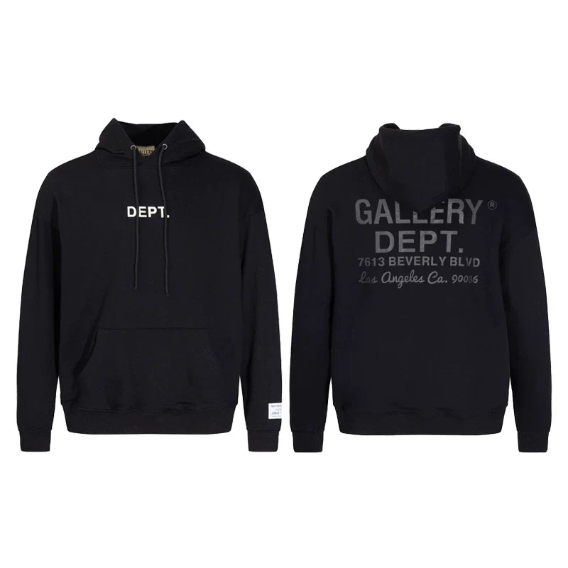 GALLERY DEPT HOLLYWOOD CA GOLD LOGO HOODIE BLACK