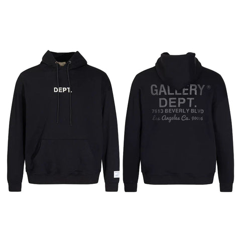 GALLERY DEPT HOLLYWOOD CA GOLD LOGO HOODIE BLACK