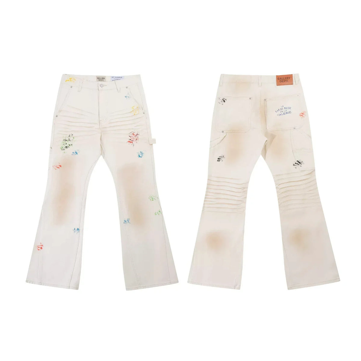 Gallery Dept Cream Multi‑Color Art Print Flare Jeans