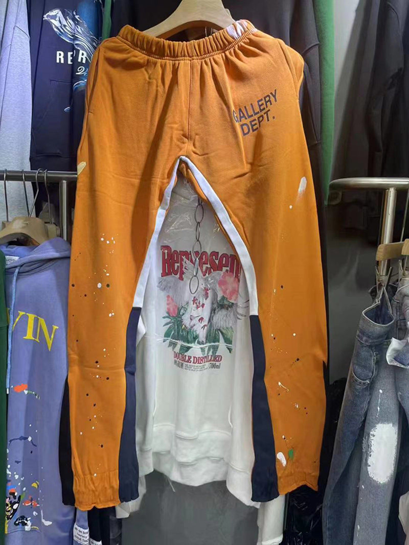Gallery Dept Ginger Paint Splatter Patchwork Flare Sweatpants