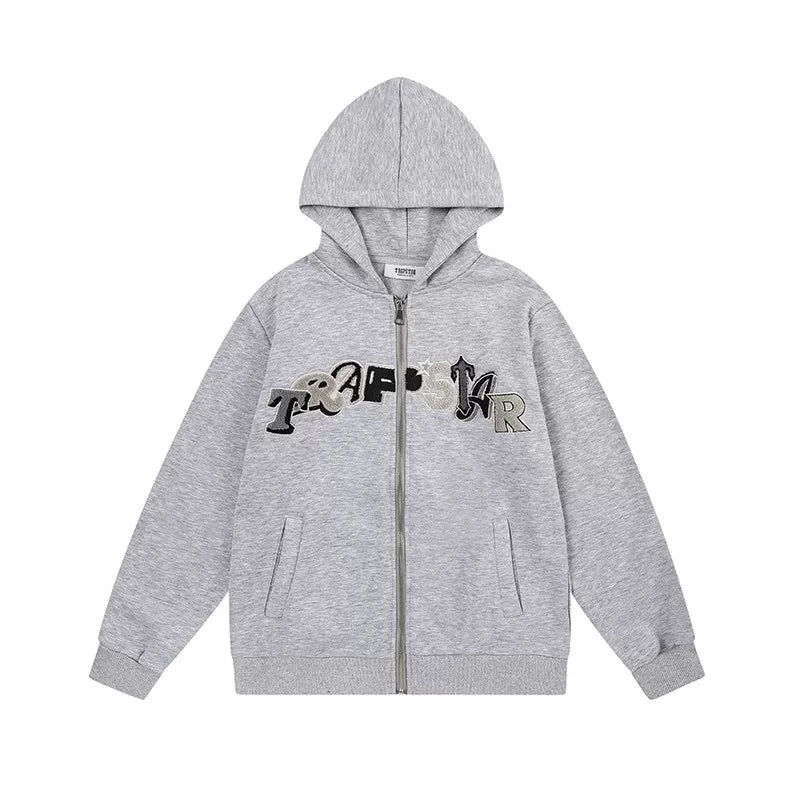 Trapstar autumn and winter casual sports suit hooded sweatshirt pants pullover simple letter drawstring top pants (47)