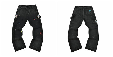 Gallery Dept Black Multi‑Mark Carpenter Jeans