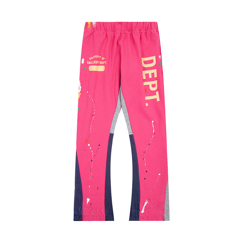 Gallery Dept Hot Pink Vertical Logo Paint Splatter Flare Sweatpants