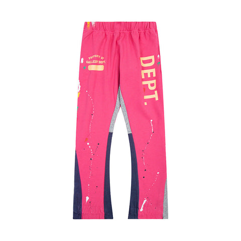 Gallery Dept Hot Pink Vertical Logo Paint Splatter Flare Sweatpants