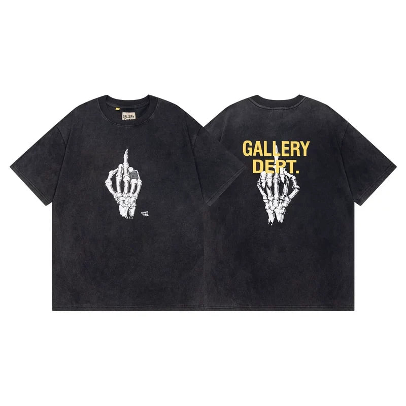 Gallery Dept Skeleton Middle Finger Vintage Washed Short Sleeve Tee