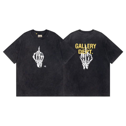 Gallery Dept Skeleton Middle Finger Vintage Washed Short Sleeve Tee