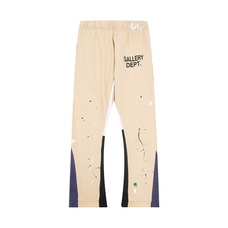 Gallery Dept Apricot Paint Splatter Color Block Patchwork Flare Sweatpants