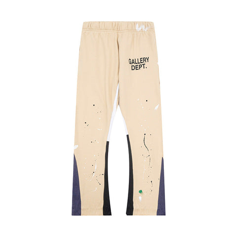Gallery Dept Apricot Paint Splatter Color Block Patchwork Flare Sweatpants