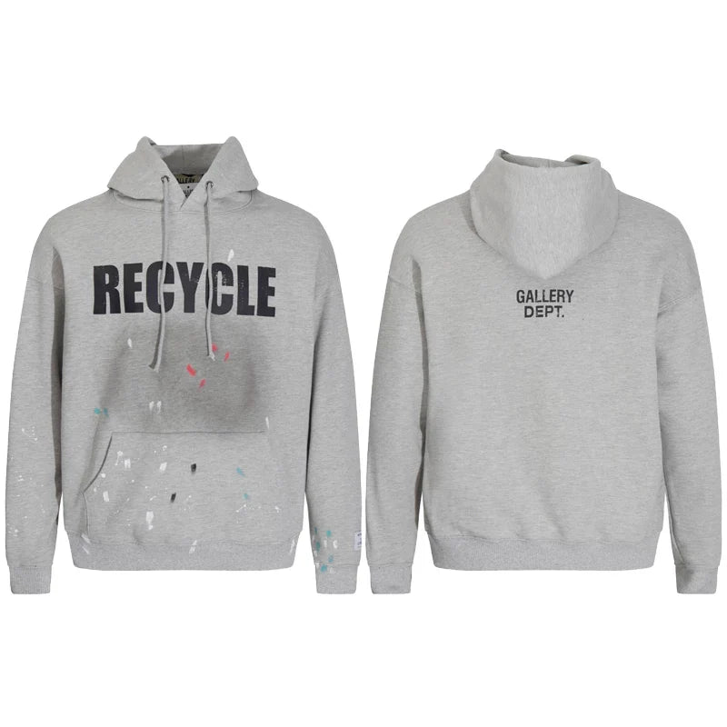 GALLERY DEPT RECYCLE PAINT SPLATTER HOODIE BLACK