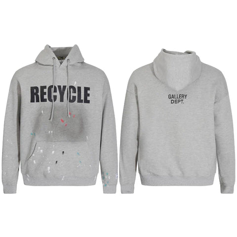 GALLERY DEPT RECYCLE PAINT SPLATTER HOODIE BLACK