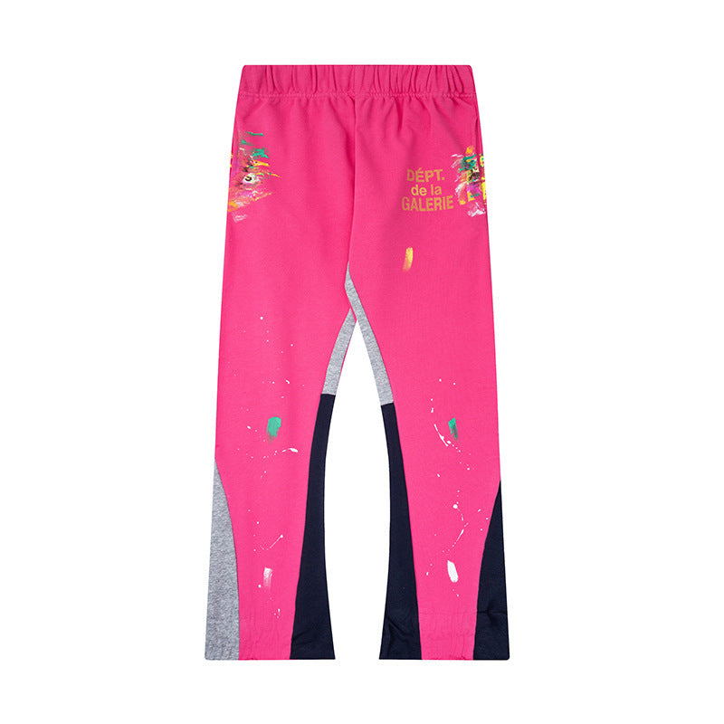 Gallery Dept Hot Pink Paint Splash Two-Tone Panel Flare Sweatpants