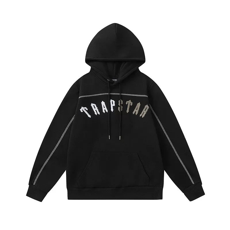 Trapstar autumn and winter casual sports suit hooded sweatshirt pants pullover simple letter drawstring top pants (39)