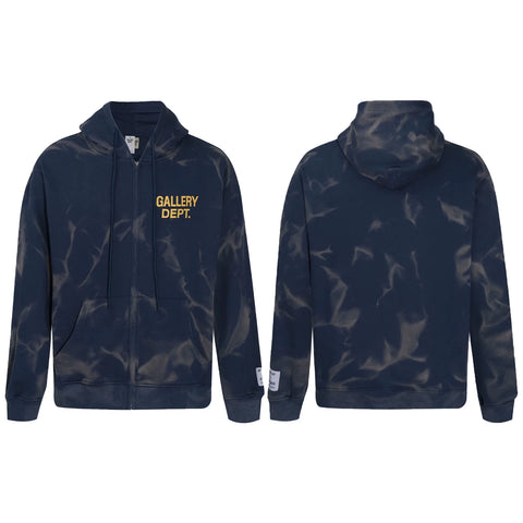 GALLERY DEPT TIE DYE ZIP UP HOODIE NAVY