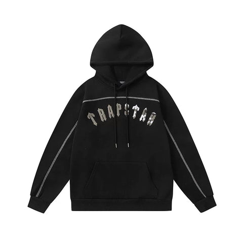 Trapstar autumn and winter casual sports suit hooded sweatshirt pants pullover simple letter drawstring top pants (42)