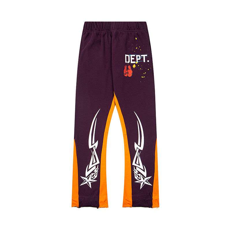 Gallery Dept Purple Tribal Star Two Tone Flare Sweatpants
