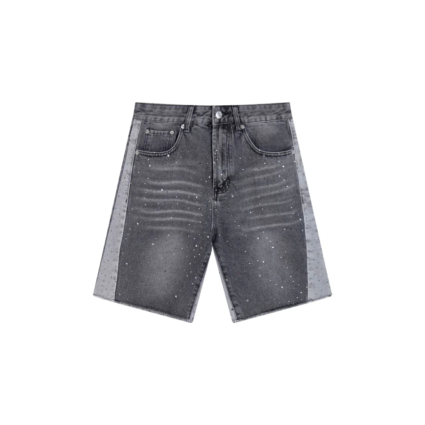 GALLERY DEPT RHINESTONE SIDE PANEL GREY DENIM SHORTS