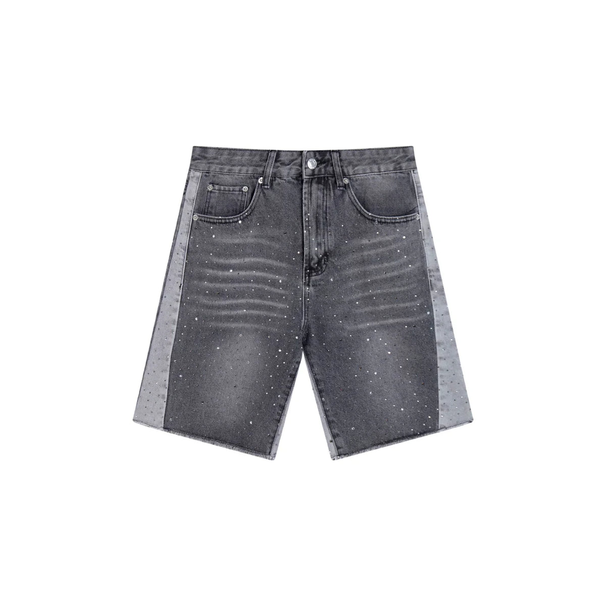 GALLERY DEPT RHINESTONE SIDE PANEL GREY DENIM SHORTS
