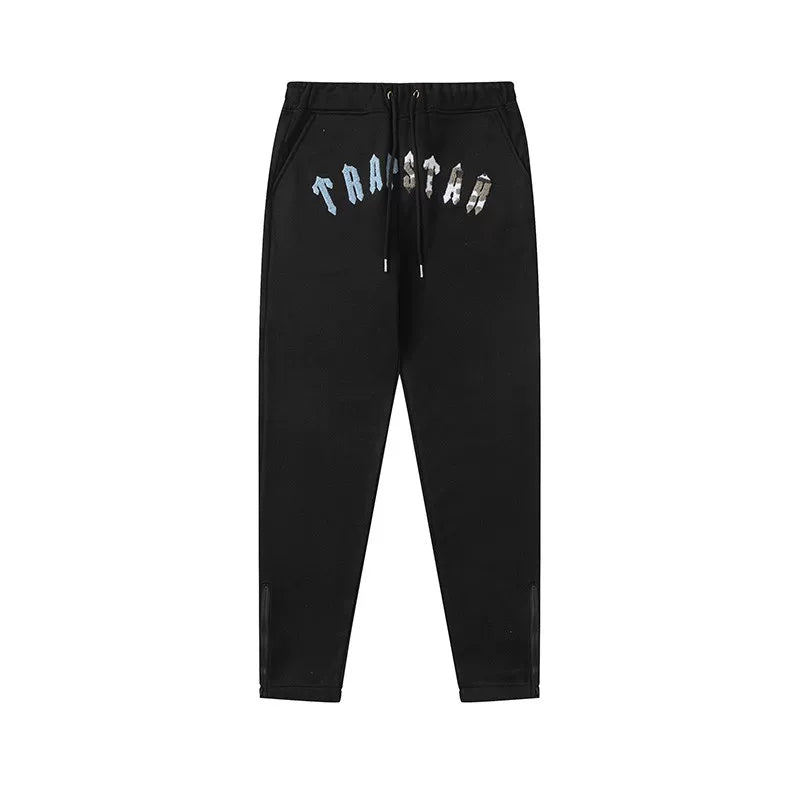 Trapstar autumn and winter casual sports suit hooded sweatshirt pants pullover simple letter drawstring top pants (41)