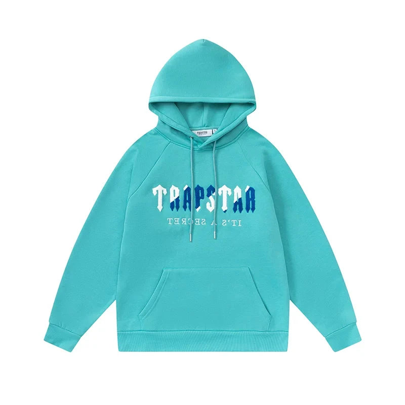 Trapstar niche trendy brand sweatshirt trousers sports leisure suit men and women couple autumn and winter plus velvet letter embroidery (44)