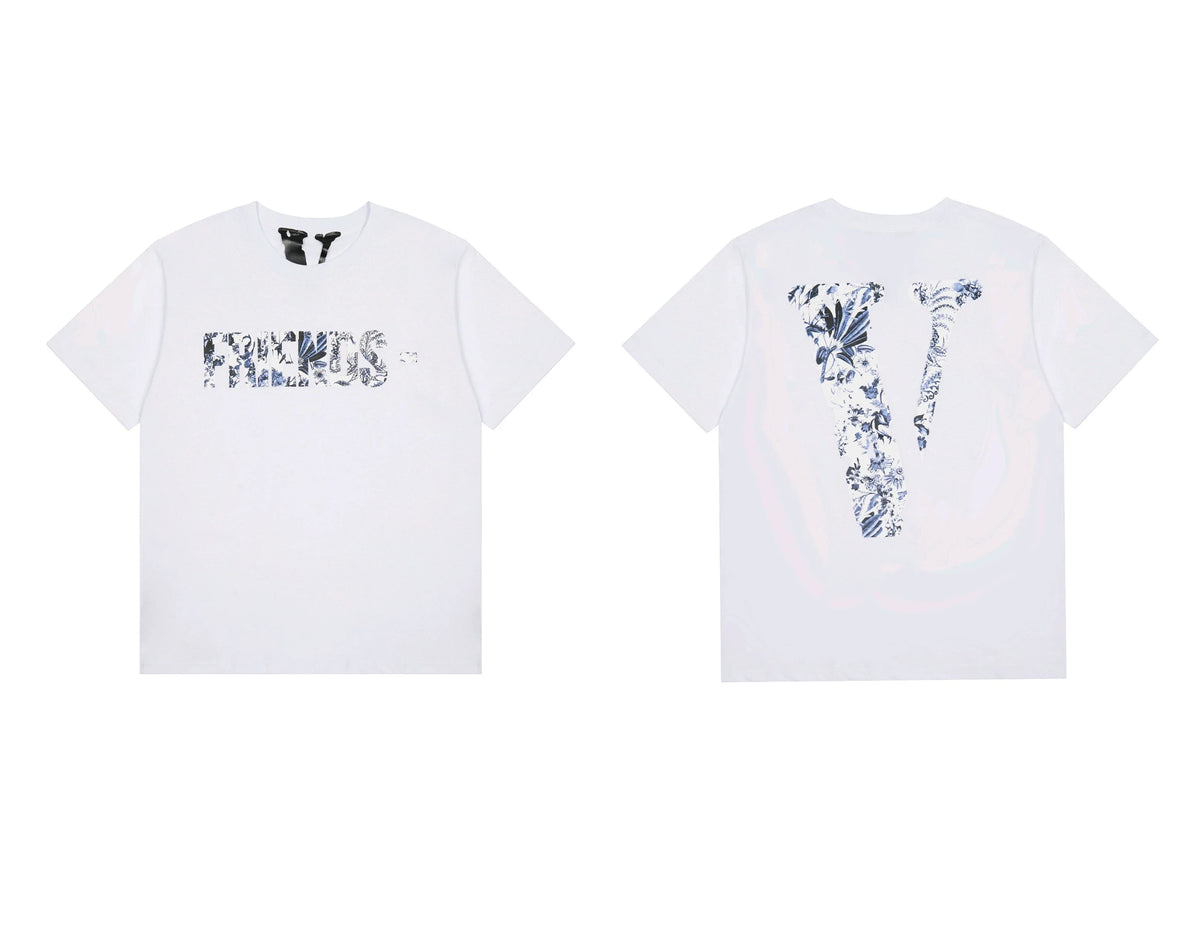 Vlone Abstract Floral "FRIENDS-" Graphic T-Shirt - White