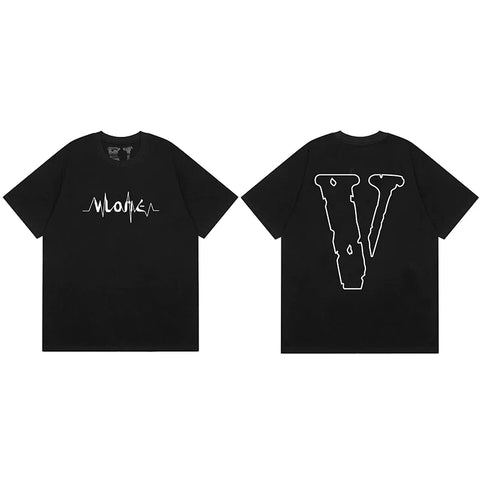 Vlone Outline Pulse Wave Graphic T-Shirt - Black