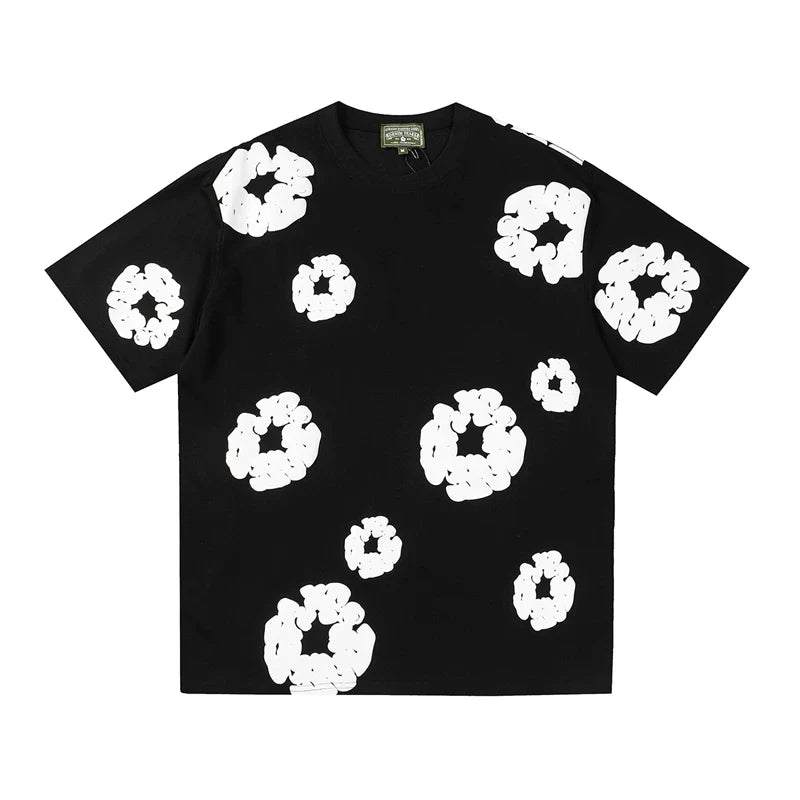 Denim Tears Cotton Wreath Black White Unisex Short Sleeve T Shirt