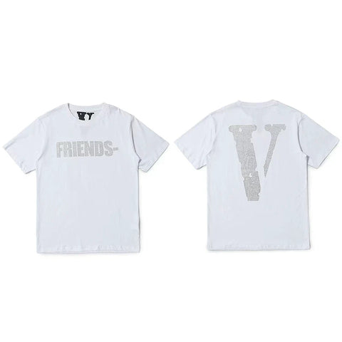 Vlone All-Over Text Grid "FRIENDS-" Graphic T-Shirt - White
