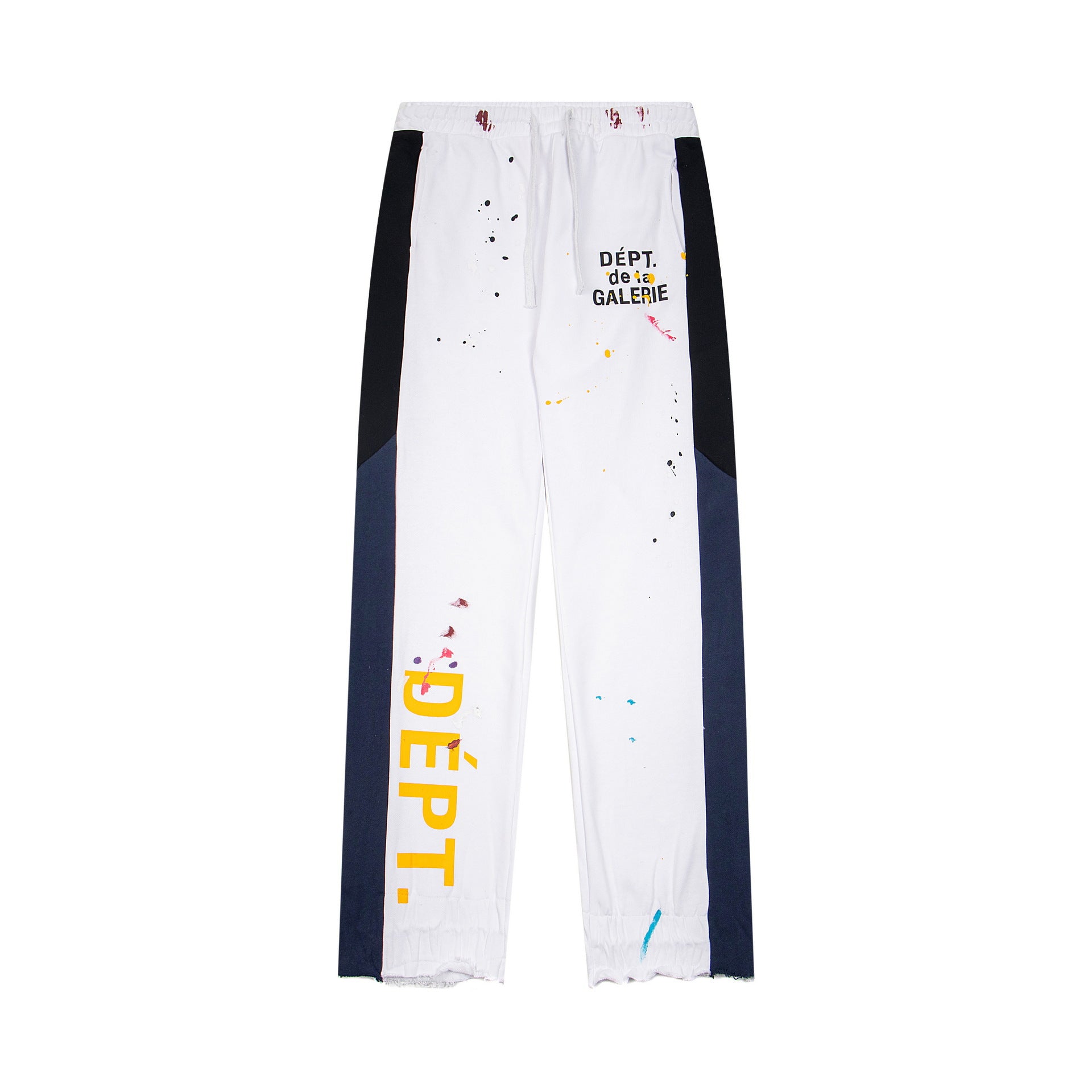 Gallery Dept White Frayed Hem Logo Splatter Flare Sweatpants
