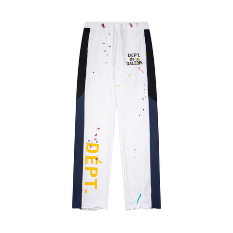 Gallery Dept White Frayed Hem Logo Splatter Flare Sweatpants