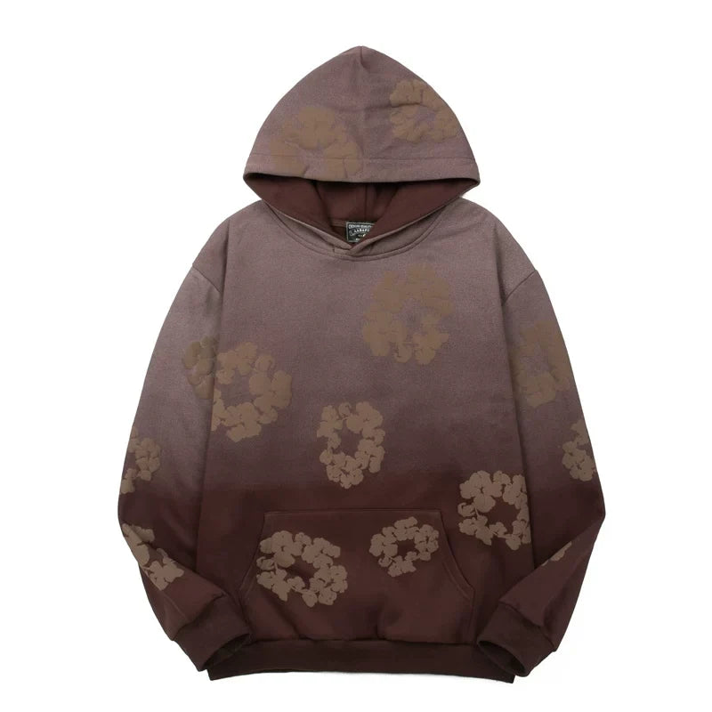 Denim Tears Gradient Brown Cotton Wreath Print Hoodie
