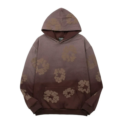 Denim Tears Gradient Brown Cotton Wreath Print Hoodie