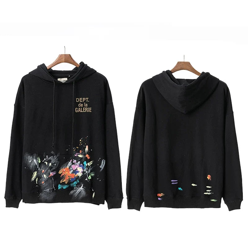 GALLERY DEPT PAINT SPLATTER HOODIE BLACK