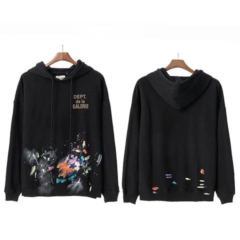 GALLERY DEPT PAINT SPLATTER HOODIE BLACK