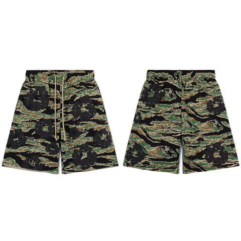 Denim Tears Shorts green tiger stripe camouflage breathable mesh athletic shorts