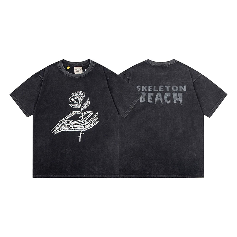 Gallery Dept Skeleton Beach Skeleton Hand Rose Vintage Wash Tee
