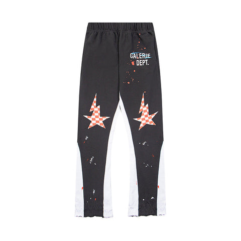 Gallery Dept Charcoal Black Checkered Star Flare Sweatpants