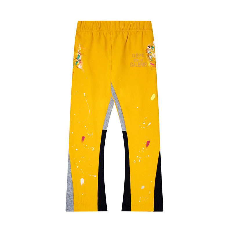 Gallery Dept Yellow Hand Splash Contrast Inset Flare Sweatpants