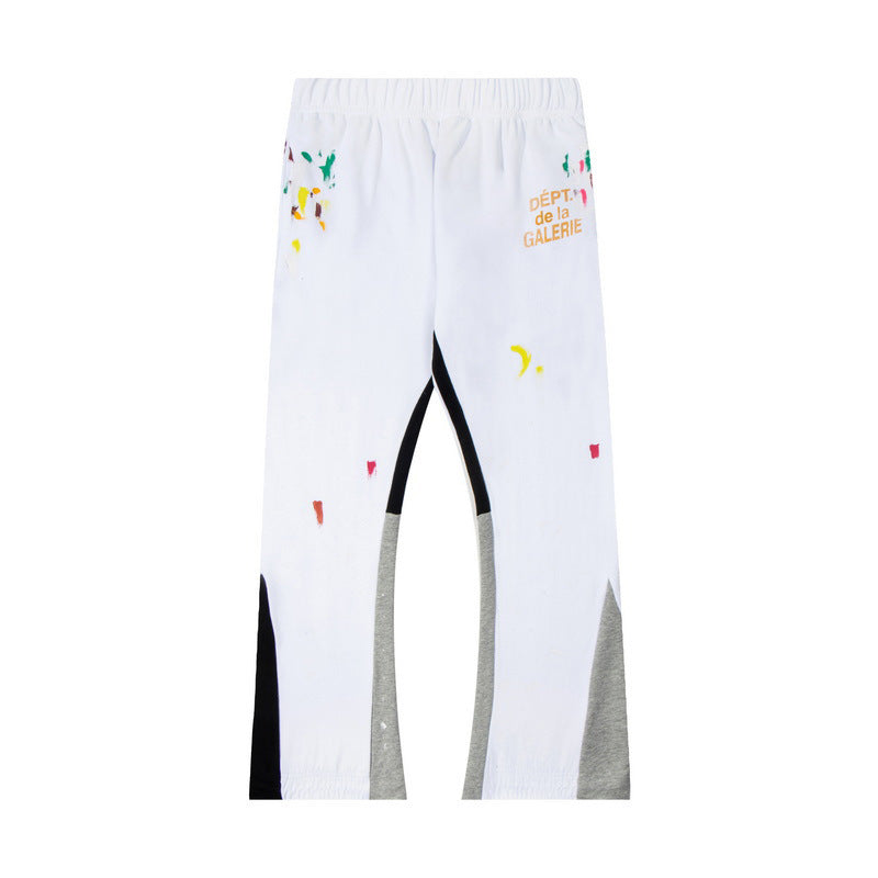 Gallery Dept White Multi Color Splatter Multi Panel Flare Sweatpants