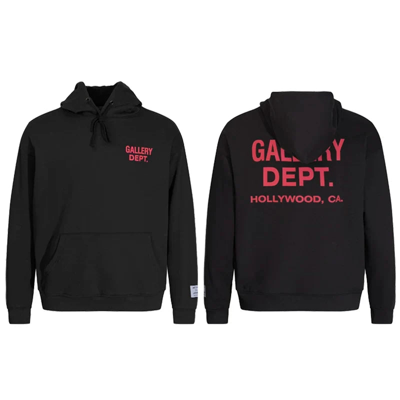 GALLERY DEPT HOLLYWOOD CA GOLD LOGO HOODIE BLACK