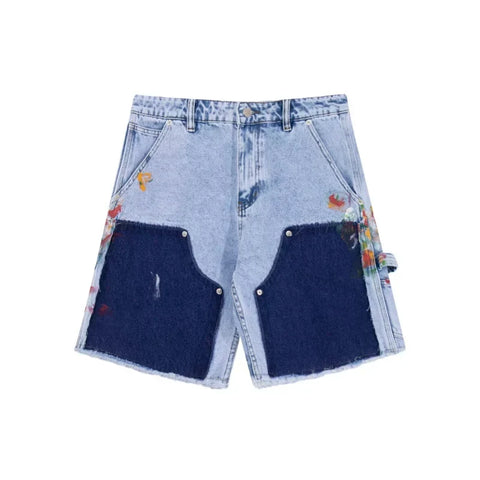 Gallery Dept Light‑Blue Dark‑Patch Floral Shorts