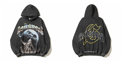 Vintage "Godspeed" Pyramid Skull Oversized Hoodie