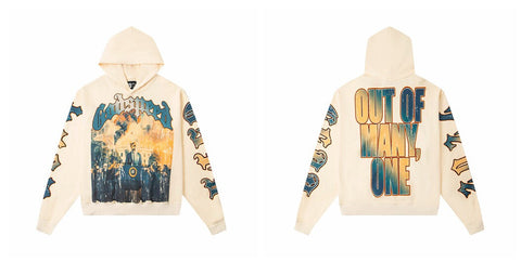 Vintage "Godspeed" White House Chaos Oversized Beige Hoodie