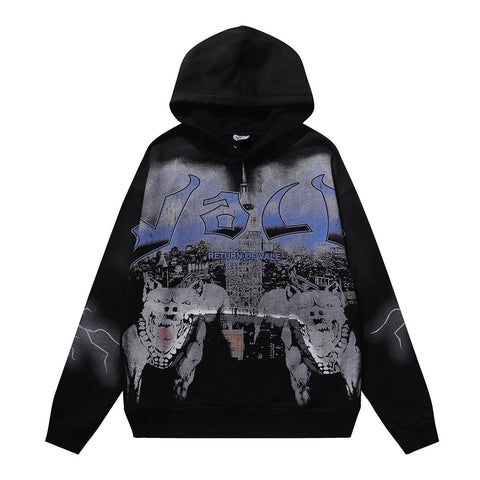 Vale Forever Return of Vale Twin Dogs & Skyline Graphic Vintage Wash Hoodie
