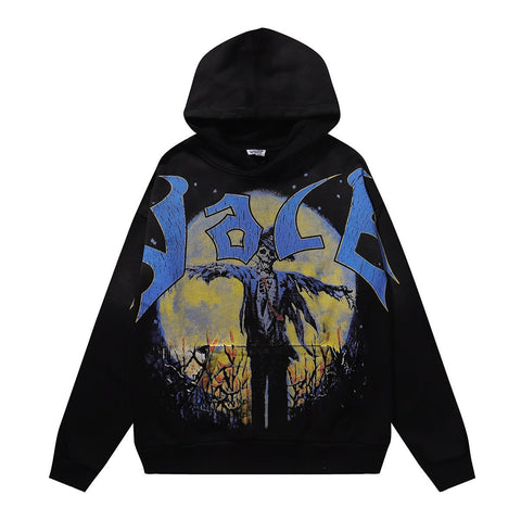 Vale Forever Scarecrow & Full Moon Graphic Vintage Wash Hoodie