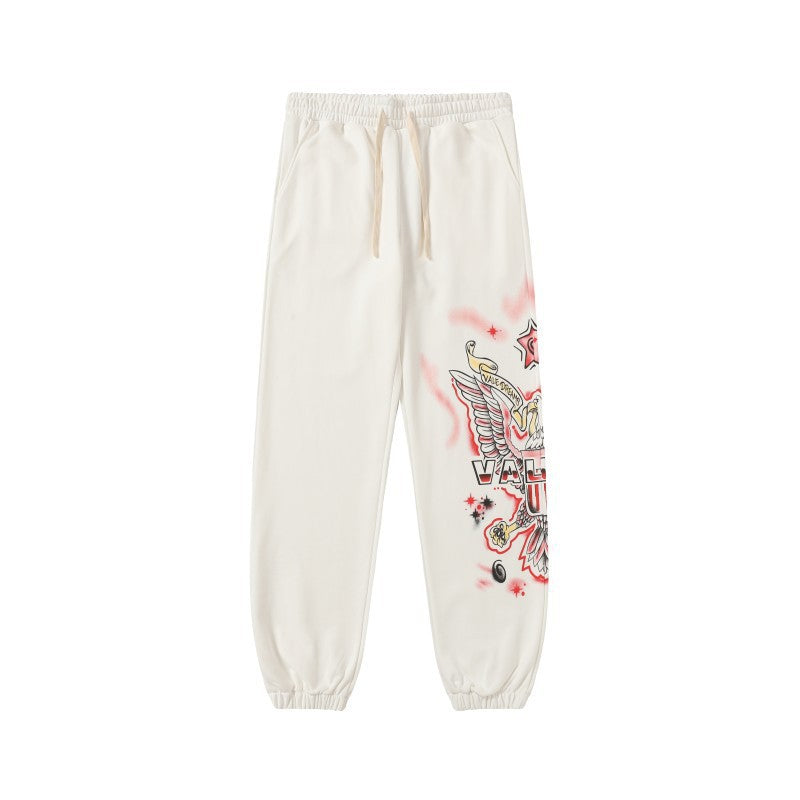 Vale Forever Eagle Graphic White Jogger Unisex Streetwear Sweatpants