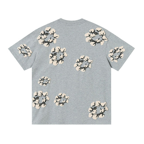 Denim Tears Light Grey Oversized All Over Beige Flower Wreath  TOP